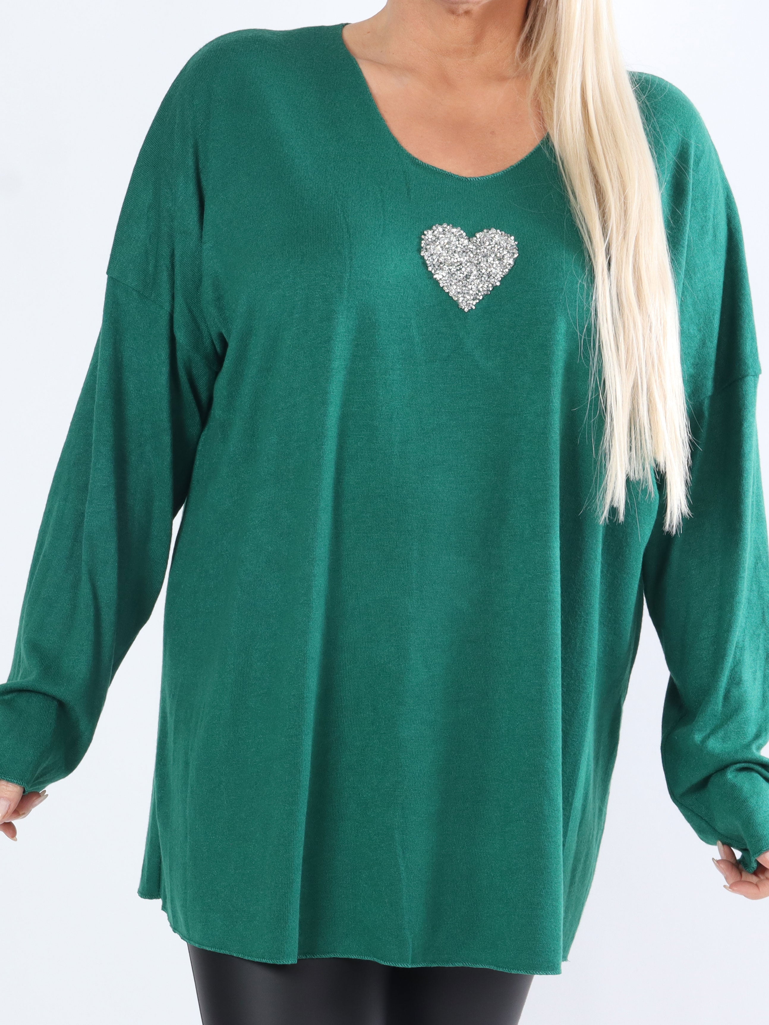 Nayara - Blød plus size bluse med lille sølvhjerte